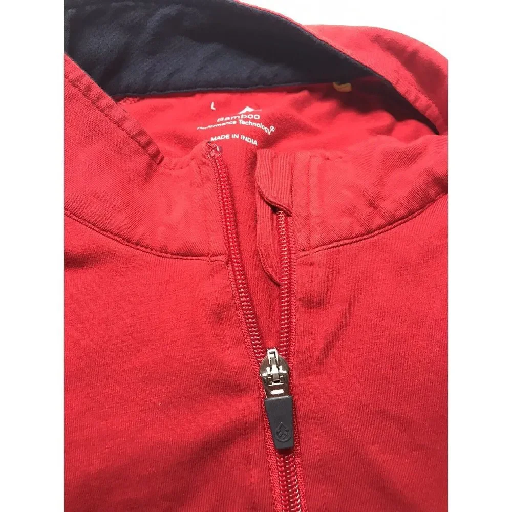 Task Bamboo Performance Technology LS 3/4‎ Zip Sz Lg Red